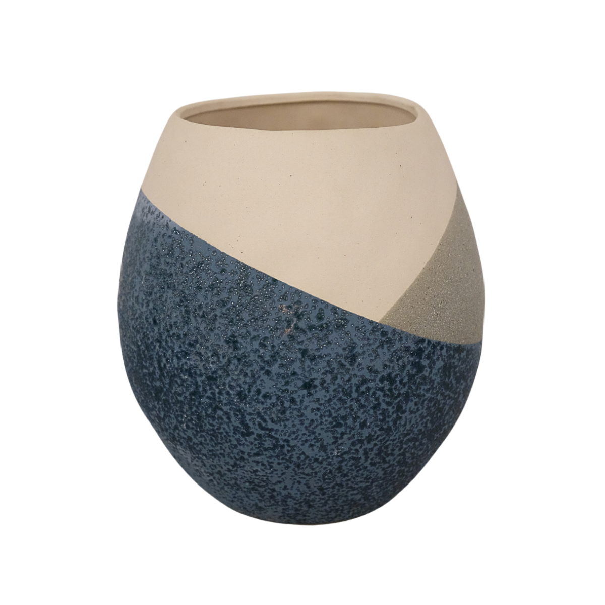 Stoneware Sand Vase w/ Blue