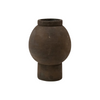 Small Round Brown Stoneware Vase