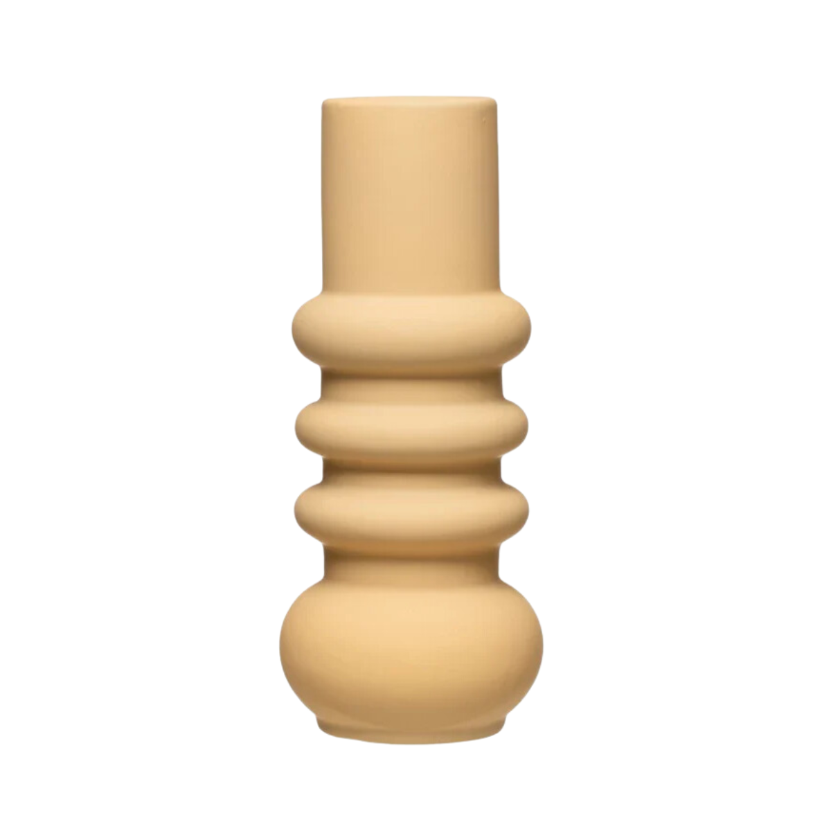 Nude Yellow Ribbed Vase