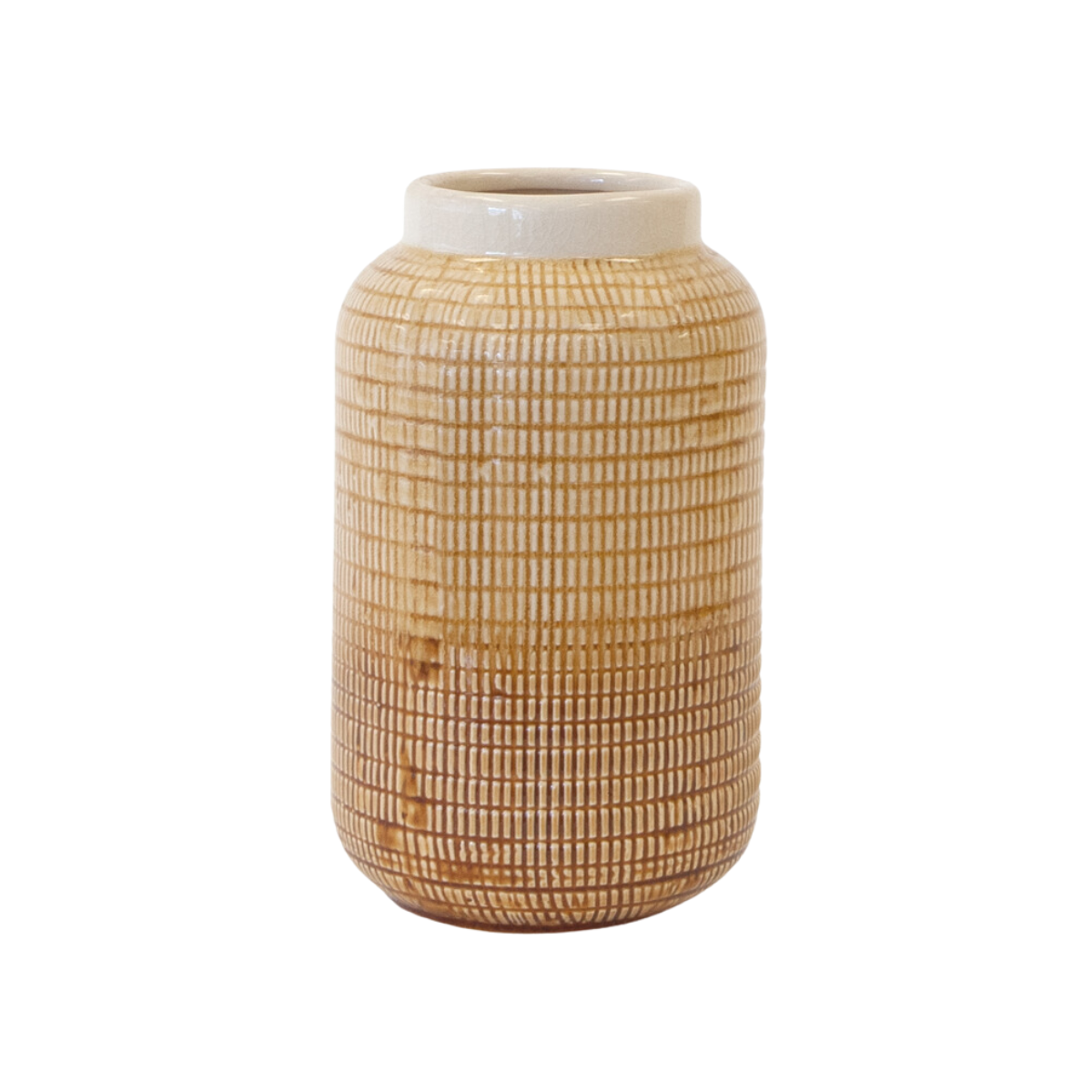 Honey Vase with Textured Rectangles