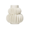 White Round Pleated Stoneware Vase