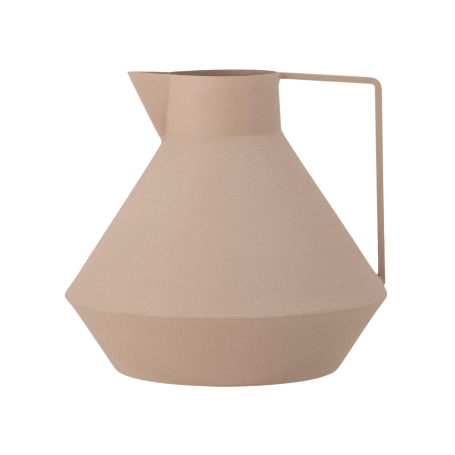 Textured Metal Pitcher Pink Vase with Handle