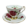 White Teacup with Pink Roses and Gold Trim