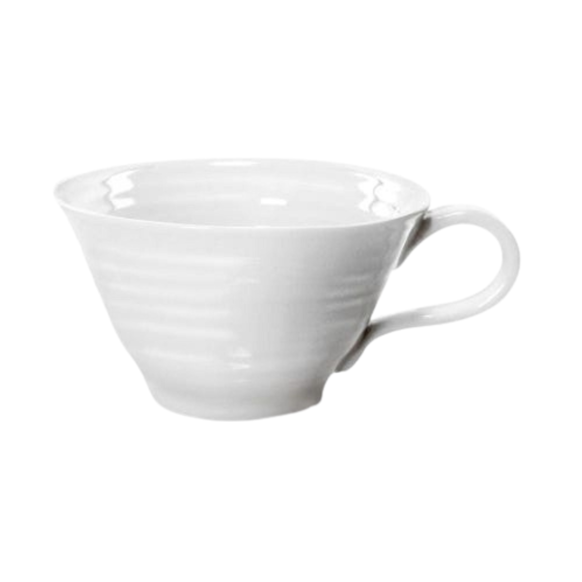White Textured Striped Teacup