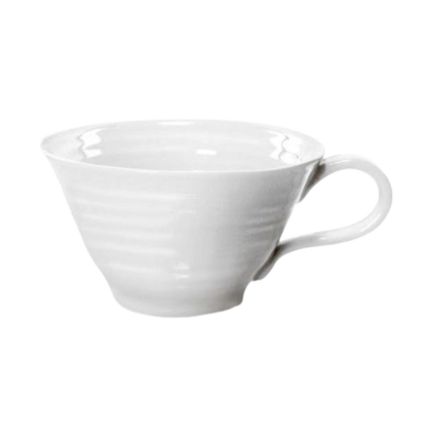White Textured Striped Teacup