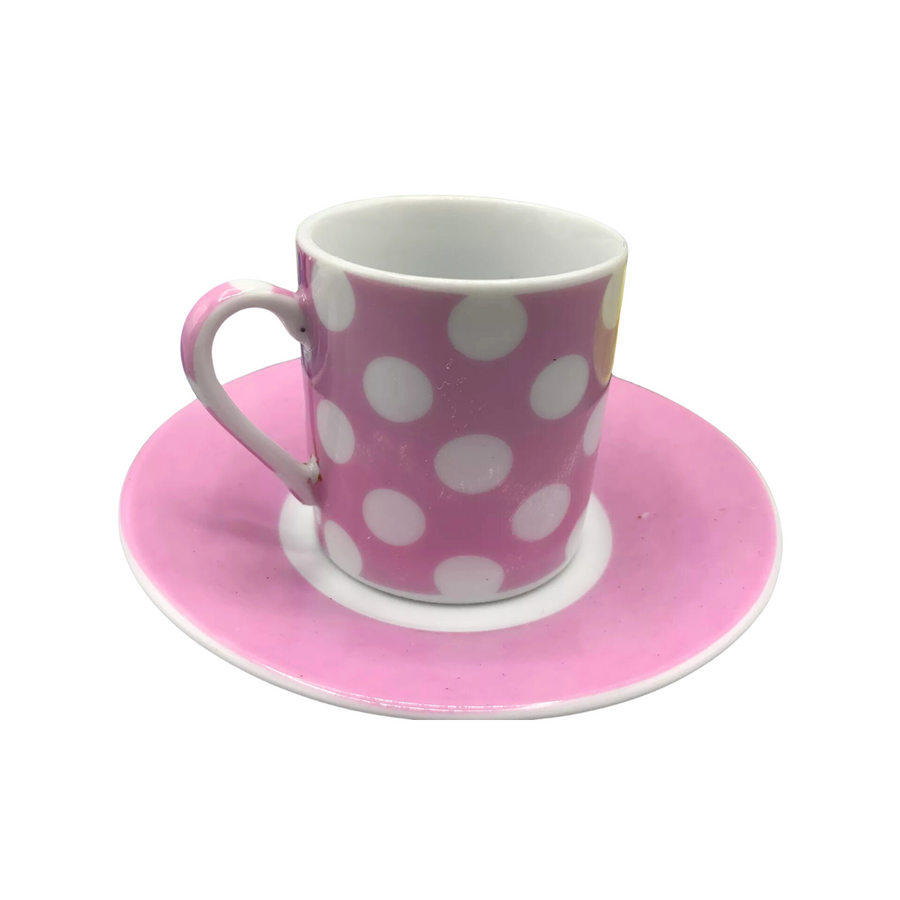 Small Pink Polka Dot Cup & Saucer