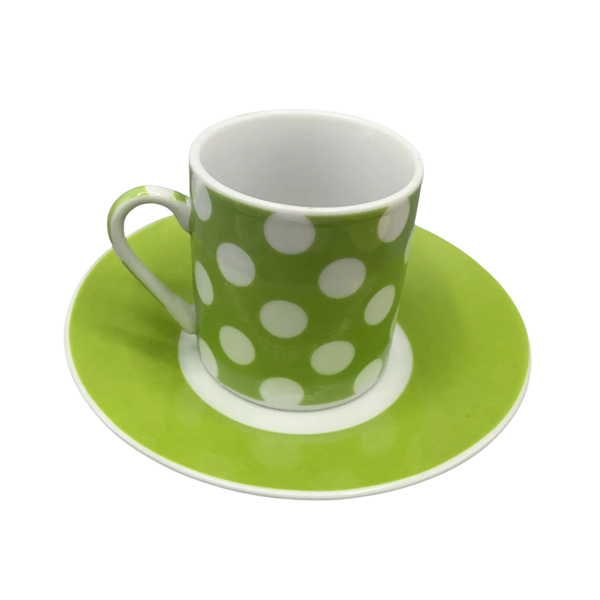 Small Green Polka Dot Cup & Saucer