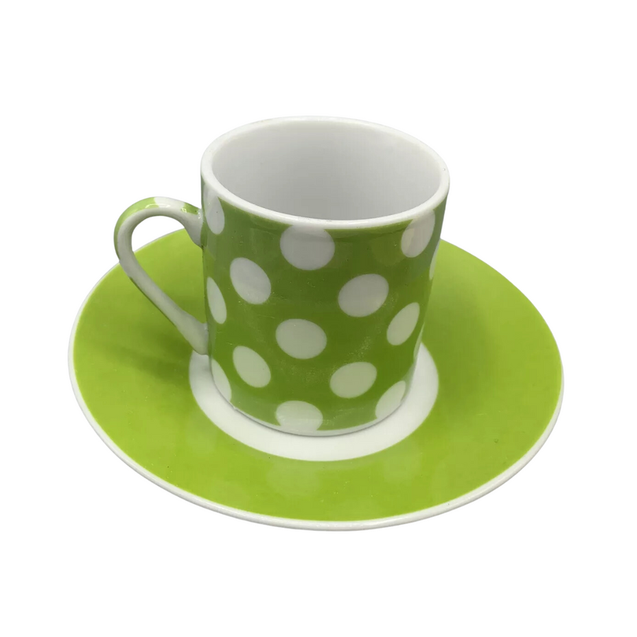 Small Green Polka Dot Cup & Saucer