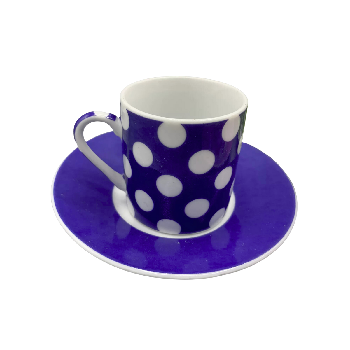 Small Purple Polka Dot Cup & Saucer