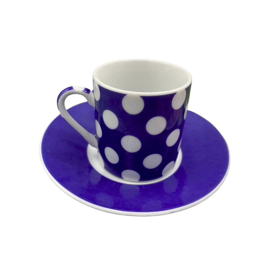 Small Purple Polka Dot Cup & Saucer