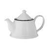 Short Glossy White Tea Pot w/ Black