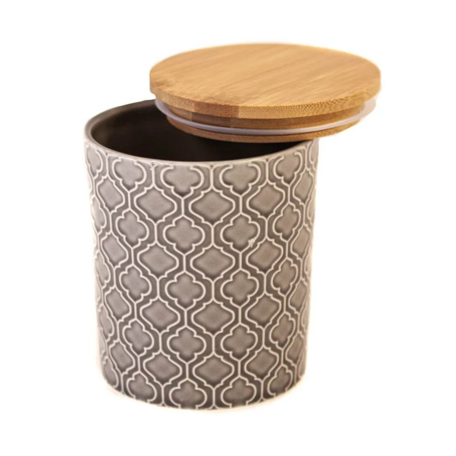 Ceramic Marocon Tile Grey w/ Wood Lid