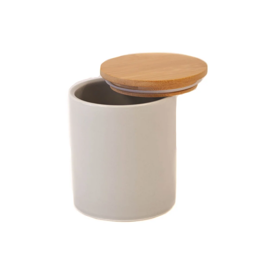 Small Ceramic Grey w/ Wood Lid