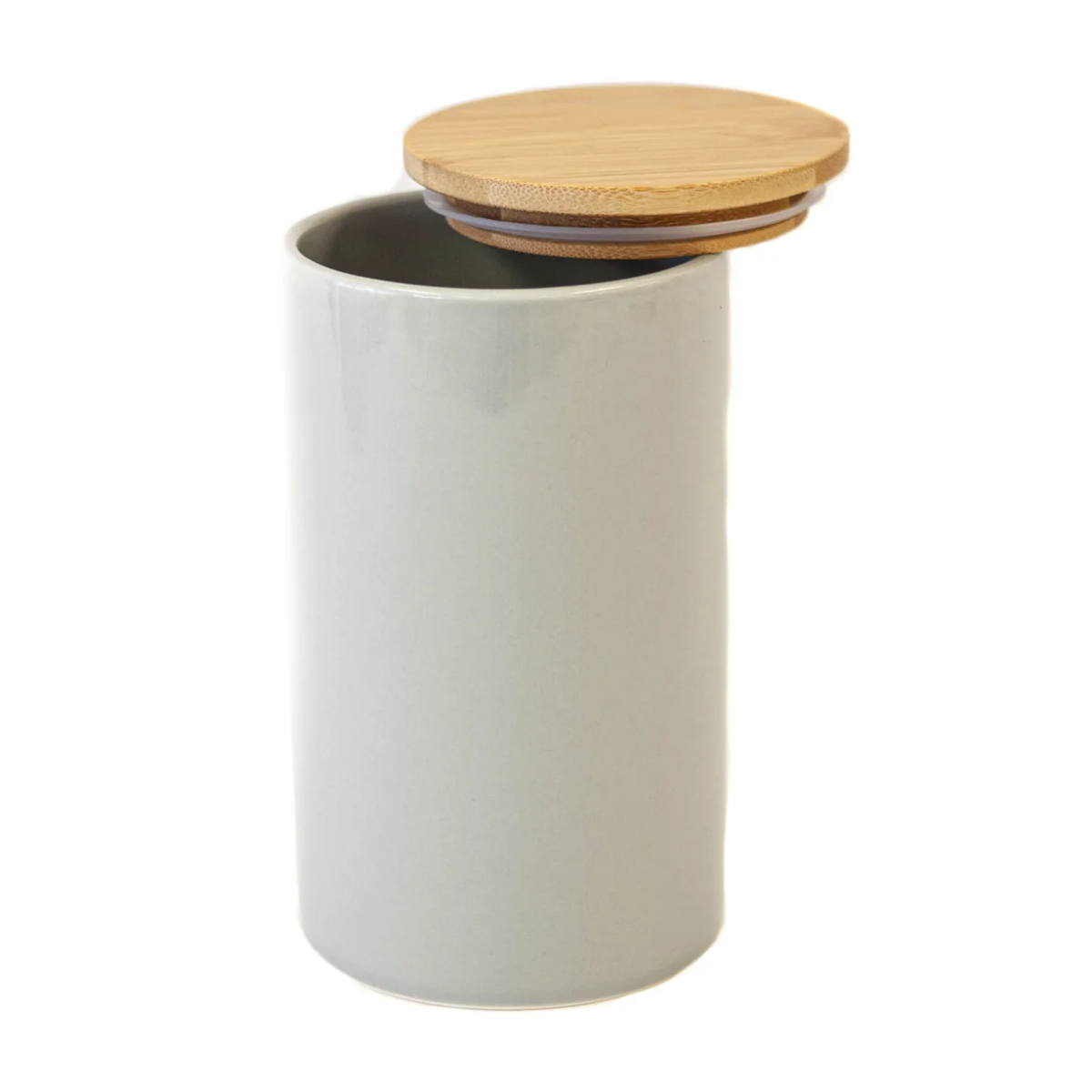 Large Ceramic Grey w/ Wood Lid