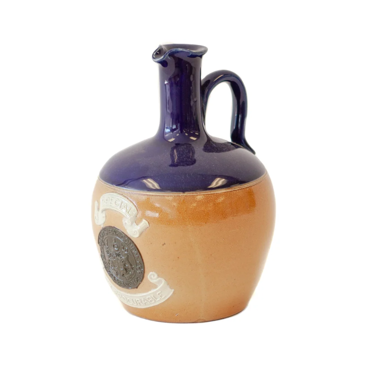 Beige and Blue Jug with Handle
