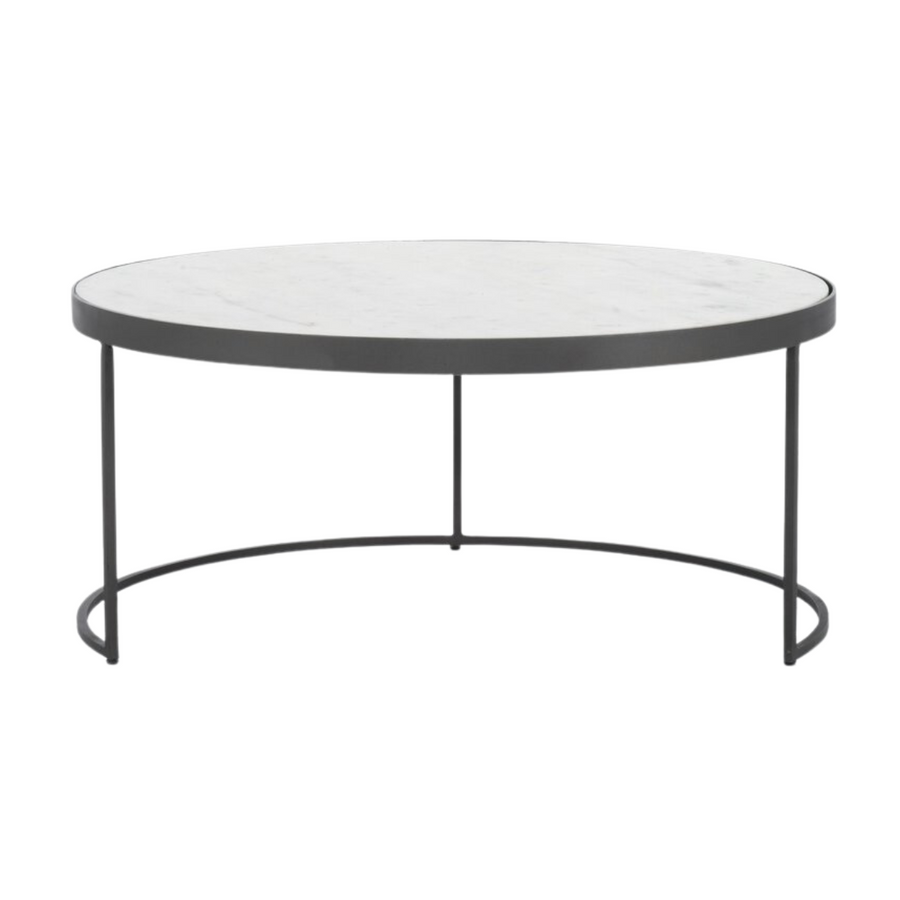 Evelyn Circular Coffee Table w/ White Marble Top