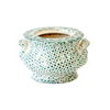 White Sugar Bowl w/ Green Pattern