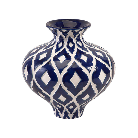Small Dark Blue & White Glazed Diamond