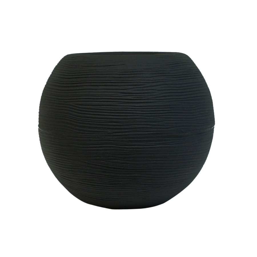 Black Textured Round Vase