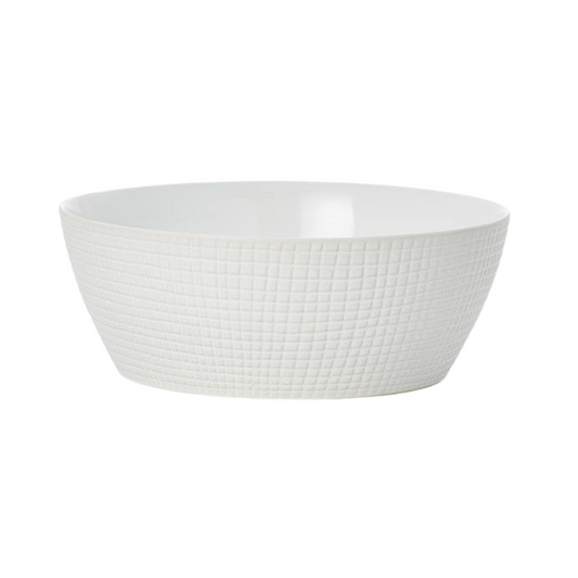Medium Matte White Bowl w/ Grid Texture