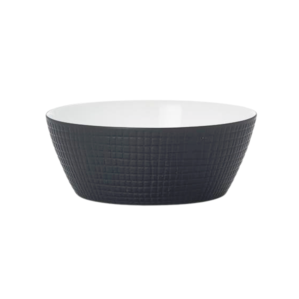 Medium Matte Grey Bowl w/ Grid Texture & White Interior
