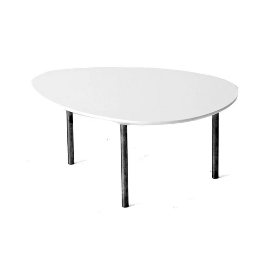 Coffee Table - Side White Curve w/ Chrome Legs XS