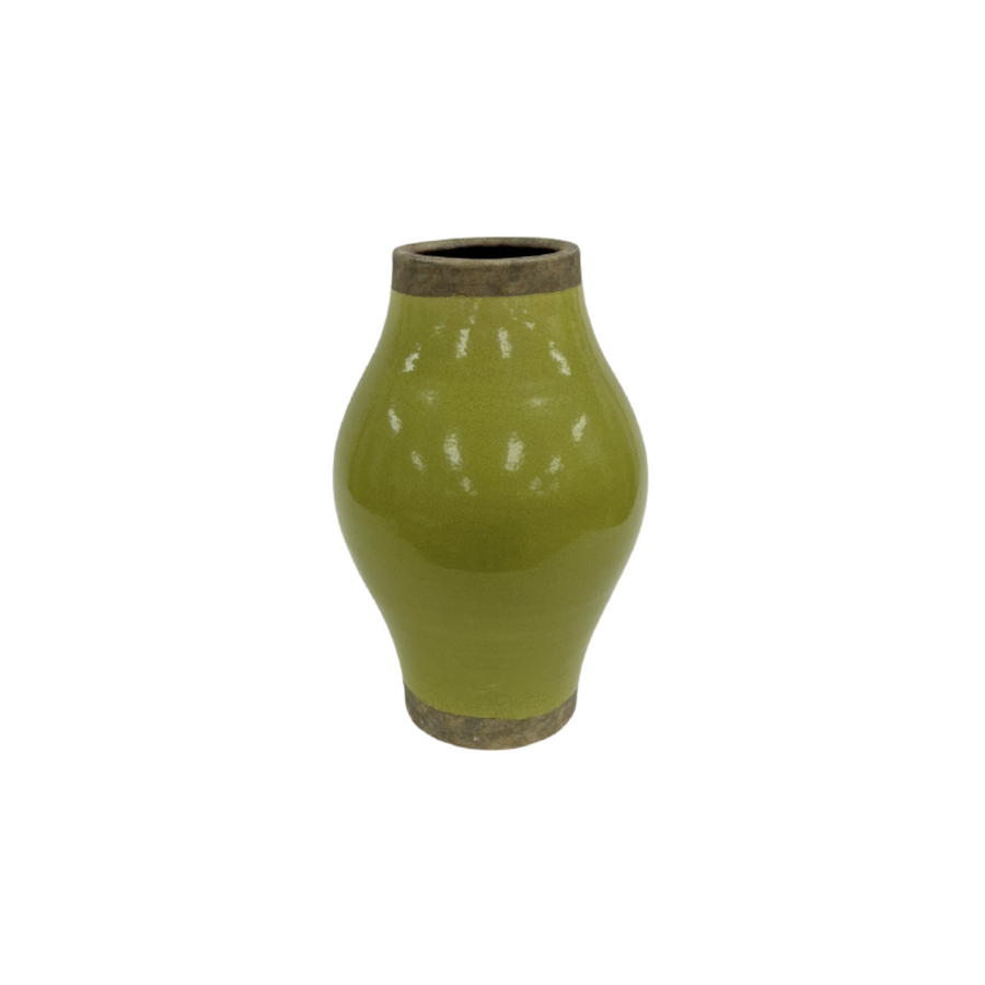 Small Bloated Green Vase
