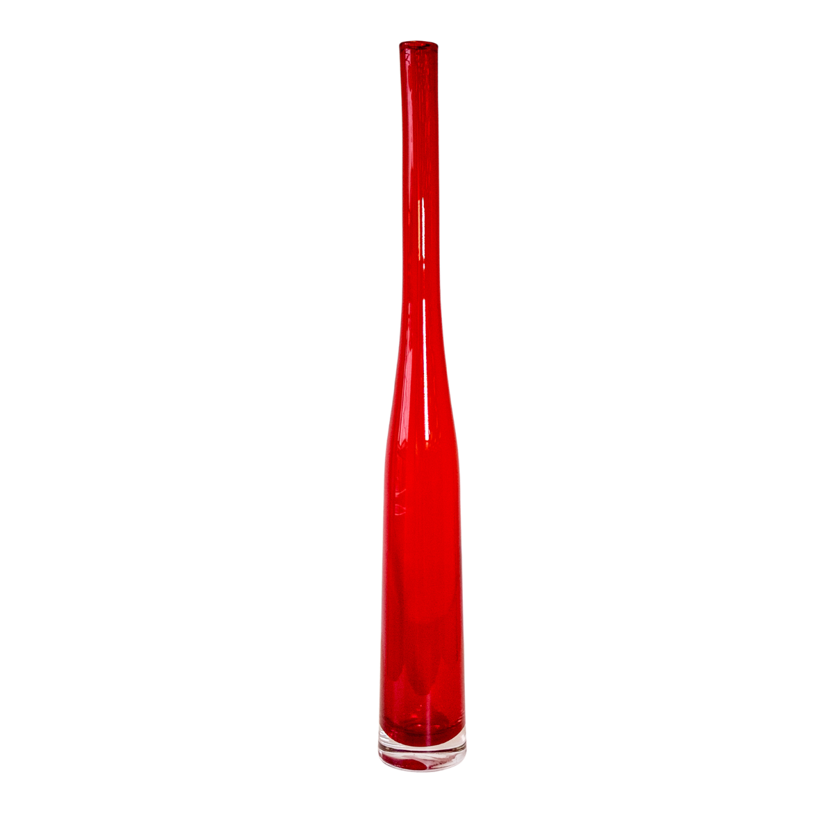 Tall Narrow Glass Red Vase