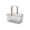 Small Black Wire Basket with 1 Wood Handle