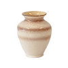 Cream Ceramic w/ Brown Speckled Stripes Vase