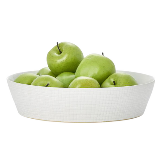Large Bowl Matte White Grid Texture