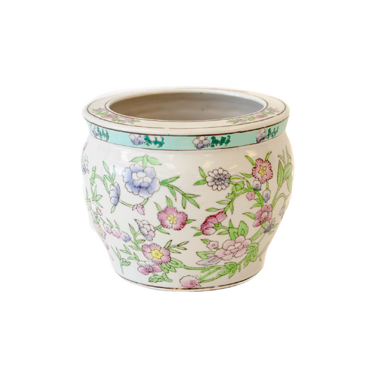 White Vase w/ Pink Flowers