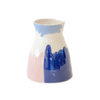 White Vase with Blue & Pink Abstract Painting