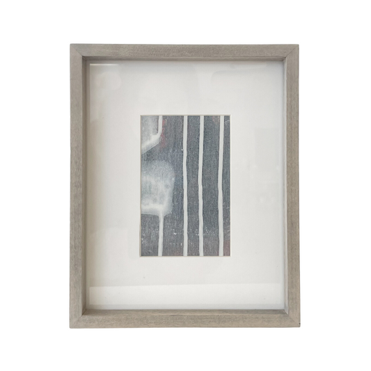 Art - Grey & White Abstract Lines w/ Light Grey Frame - Small - CLEARED 8" X 11"
