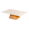 White Cake Stand with Rectangular Top and Cork Base