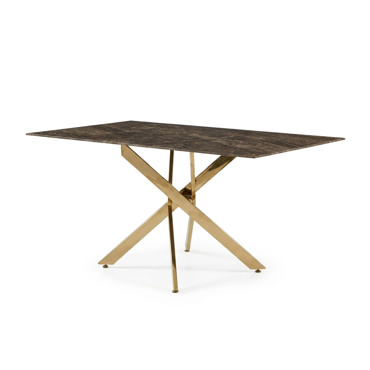 Brown Marble With Gold Criss-Cross Base