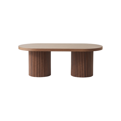 Walnut Oval Fluted Coffee Table