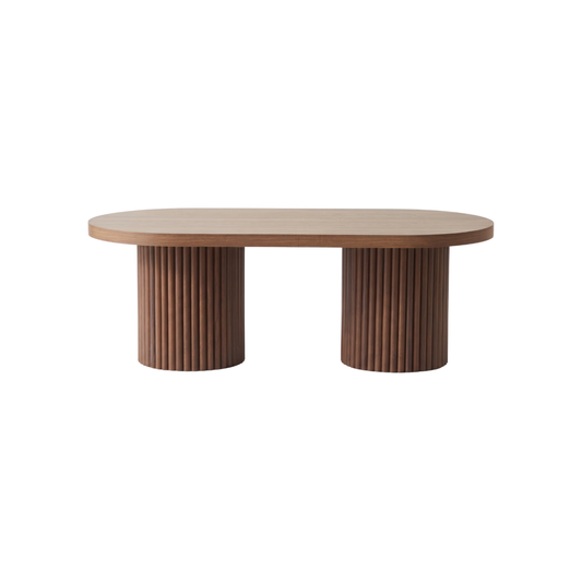 Walnut Oval Fluted Coffee Table
