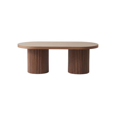 Walnut Oval Fluted Coffee Table