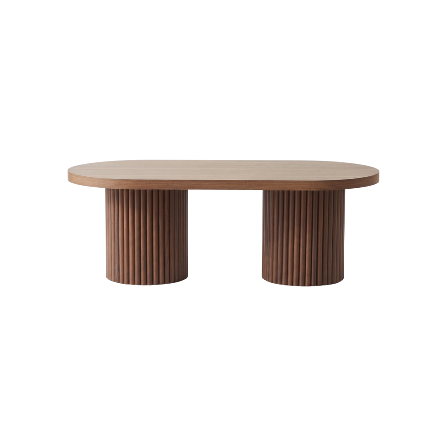 Walnut Oval Fluted Coffee Table
