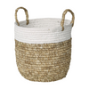 Large White Basket with Raffia Shoelace