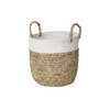 Small White Basket with Raffia Shoelace