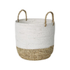 Medium White Basket with Raffia Shoelace