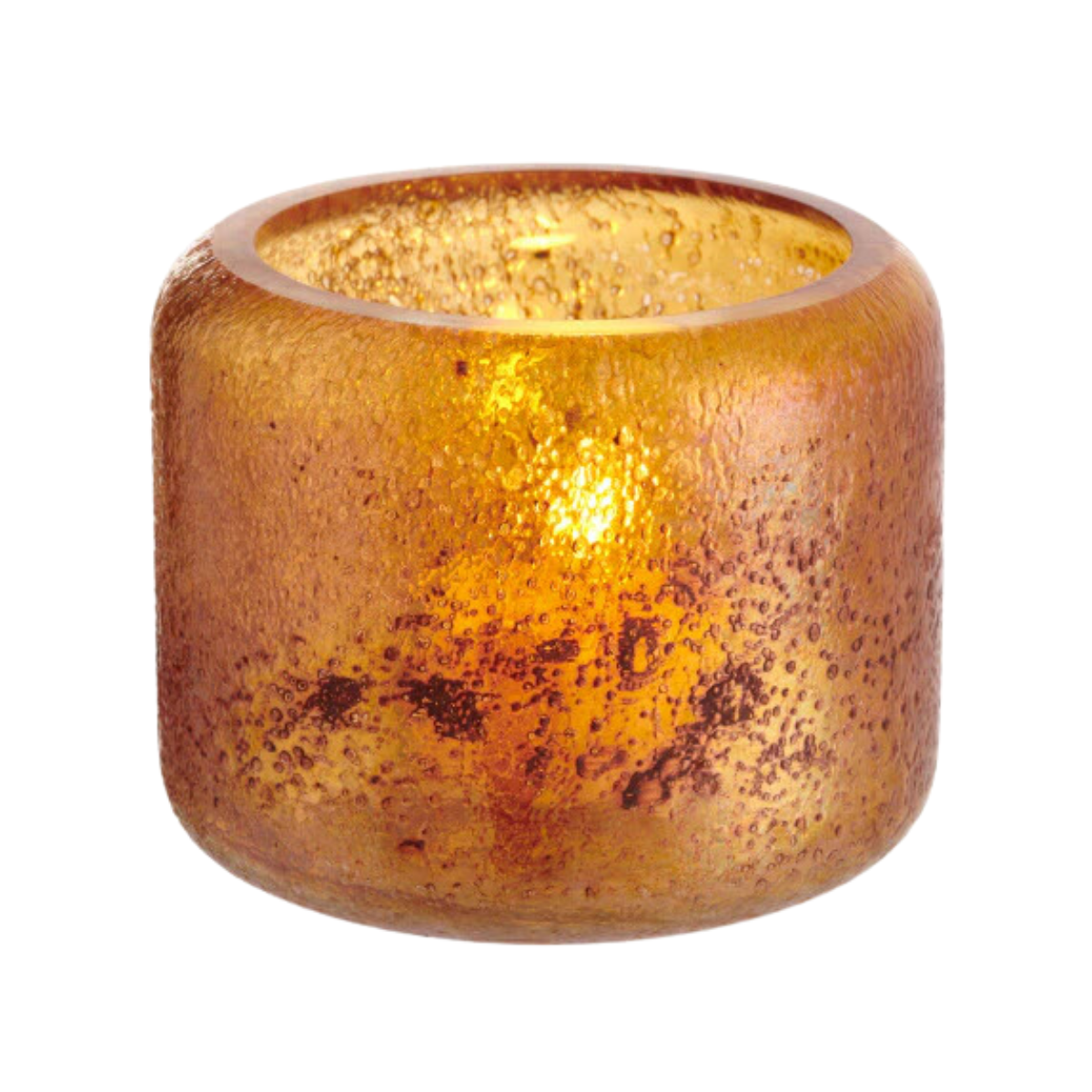 Hubbard Orange Glaze Glass Tealight Candle Holder