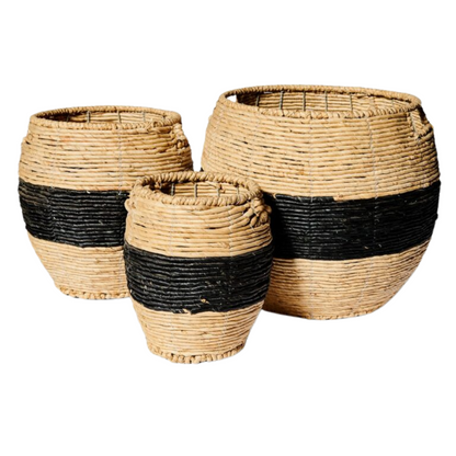 Small Woven Black Stripe Basket