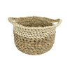 Medium Woven Tan Strip Round Basket