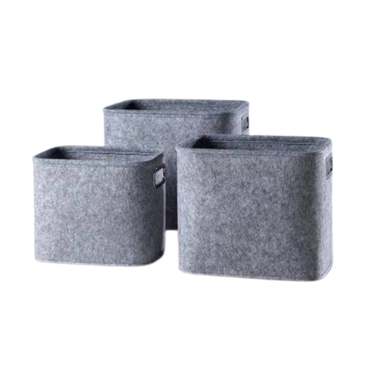 Small Light Grey Felt Basket with Silver Handle