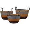 Large Seagrass Basket with Orange Stripe