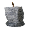 Large Jute Basket with Black & Cream Stripes and Leather Loop