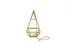 Candle Holder - Gold & Glass Pyramid Hanging Lantern